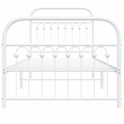 Metal Bed Frame with Headboard and Footboard White 90x190 cm Single