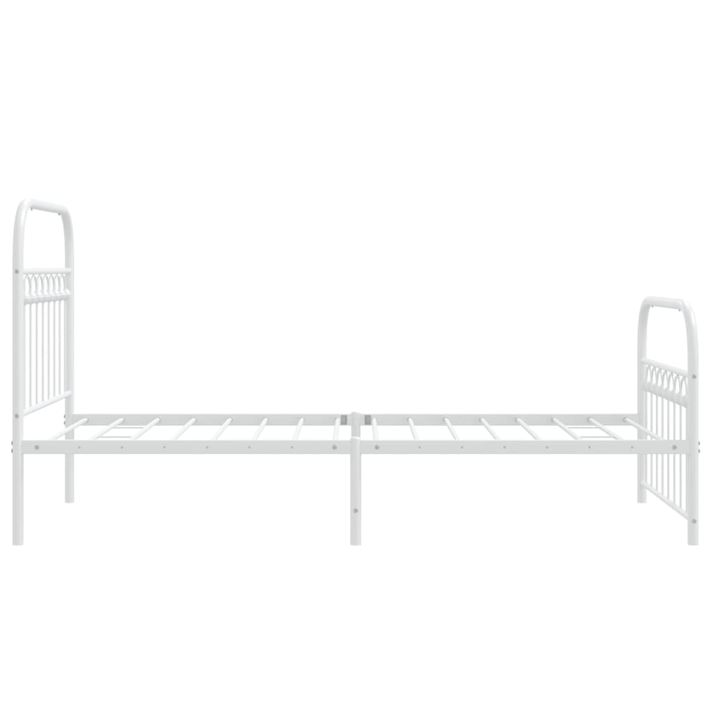 Metal Bed Frame with Headboard and Footboard White 90x190 cm Single