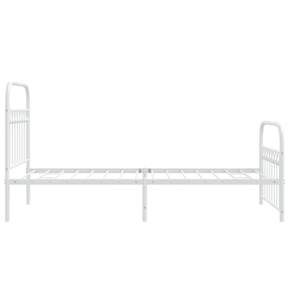 Metal Bed Frame with Headboard and Footboard White 90x190 cm Single