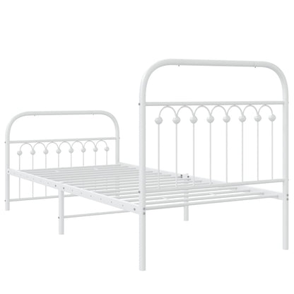 Metal Bed Frame with Headboard and Footboard White 90x190 cm Single