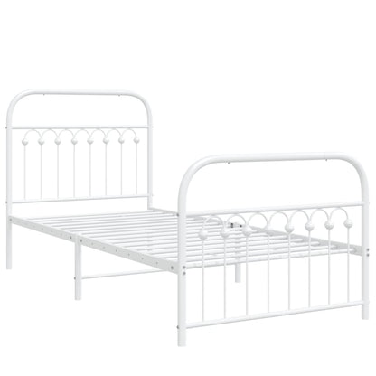 Metal Bed Frame without Mattress with Footboard White 90x200 cm