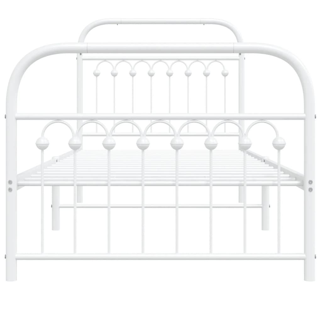 Metal Bed Frame without Mattress with Footboard White 90x200 cm