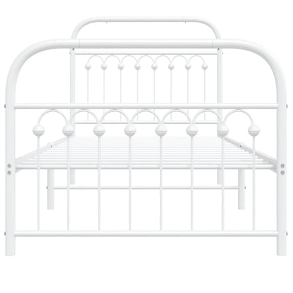 Metal Bed Frame without Mattress with Footboard White 90x200 cm