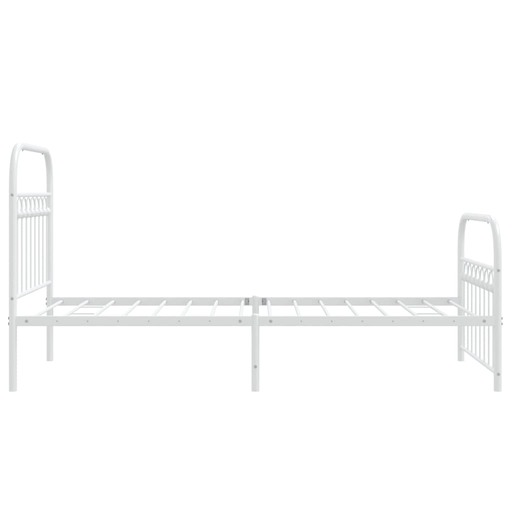 Metal Bed Frame without Mattress with Footboard White 90x200 cm