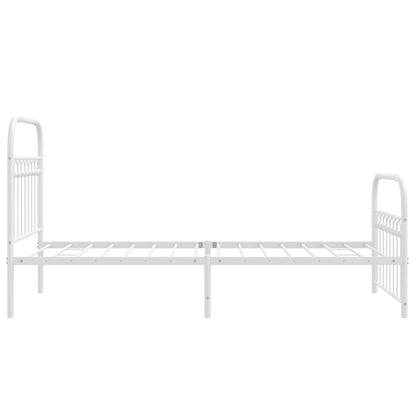 Metal Bed Frame without Mattress with Footboard White 90x200 cm