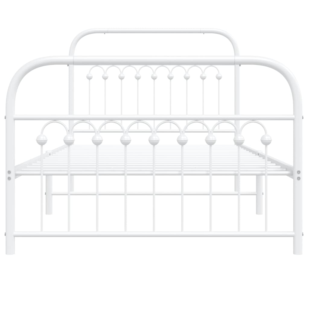 Metal Bed Frame with Headboard and Footboard White 100x190 cm