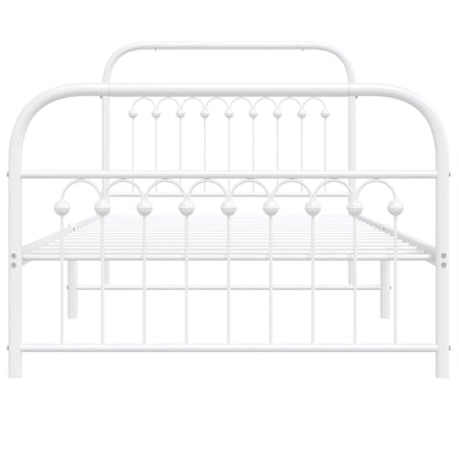 Metal Bed Frame with Headboard and Footboard White 100x190 cm