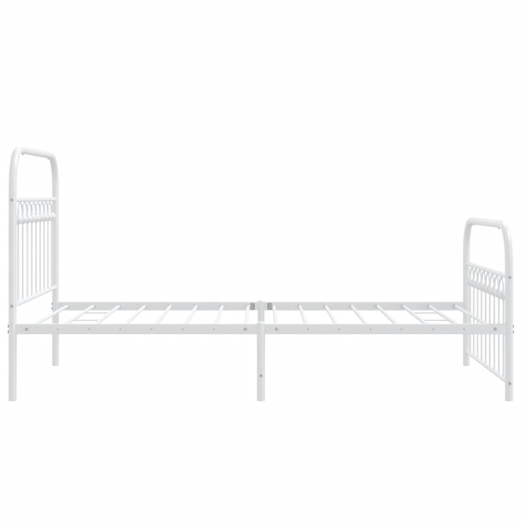 Metal Bed Frame with Headboard and Footboard White 100x190 cm