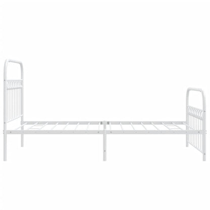 Metal Bed Frame with Headboard and Footboard White 100x190 cm