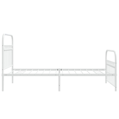 Metal Bed Frame with Headboard and Footboard White 100x200 cm