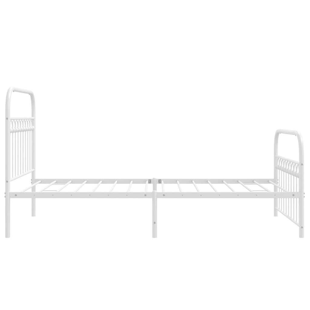 Metal Bed Frame with Headboard and Footboard White 107x203 cm