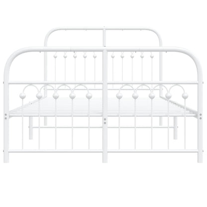 Metal Bed Frame with Headboard and Footboard White 120x190 cm Small Double