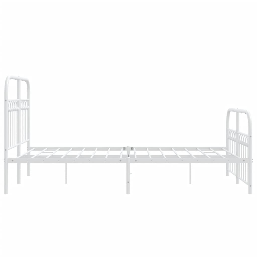 Metal Bed Frame with Headboard and Footboard White 120x190 cm Small Double