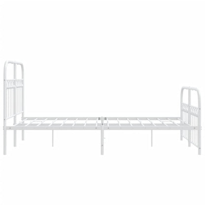 Metal Bed Frame with Headboard and Footboard White 120x190 cm Small Double