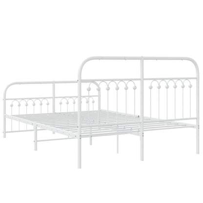 Metal Bed Frame with Headboard and Footboard White 137x190 cm