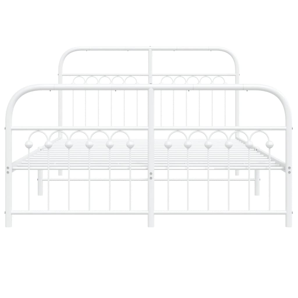 Metal Bed Frame with Headboard and Footboard White 140x190 cm