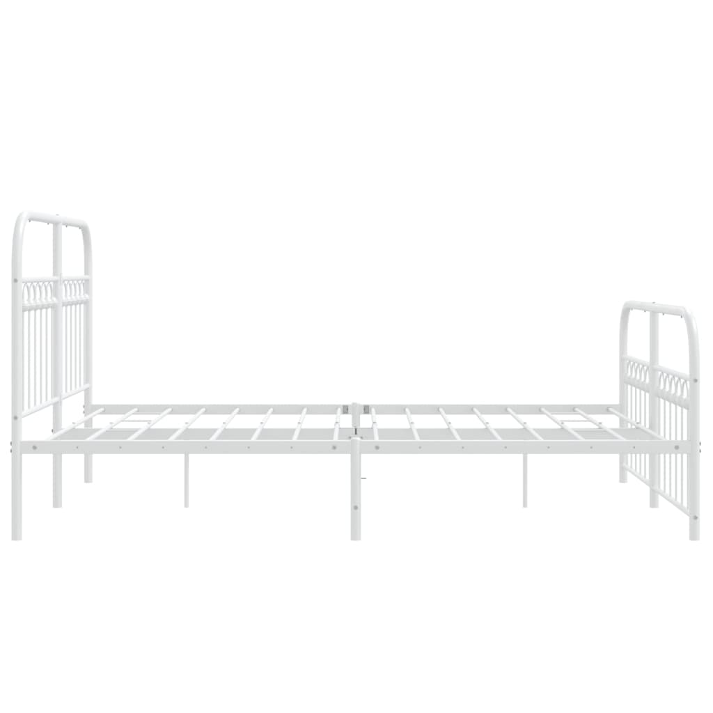 Metal Bed Frame with Headboard and Footboard White 140x190 cm