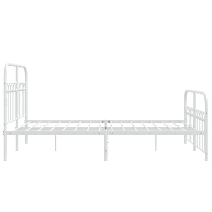 Metal Bed Frame with Headboard and Footboard White 140x190 cm