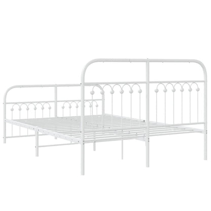 Metal Bed Frame with Headboard and Footboard White 140x190 cm