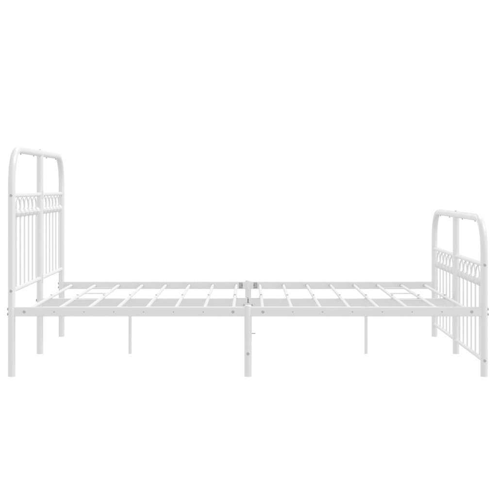 Metal Bed Frame with Headboard and Footboard White 140x200 cm