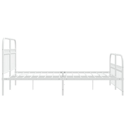 Metal Bed Frame with Headboard and Footboard White 140x200 cm