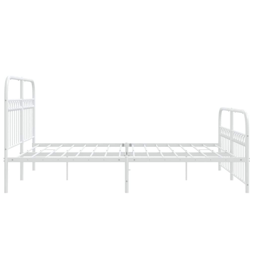 Metal Bed Frame with Headboard and Footboard White 150x200 cm King Size