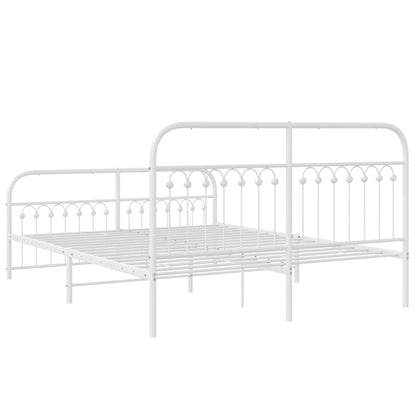 Metal Bed Frame with Headboard and Footboard White 150x200 cm King Size