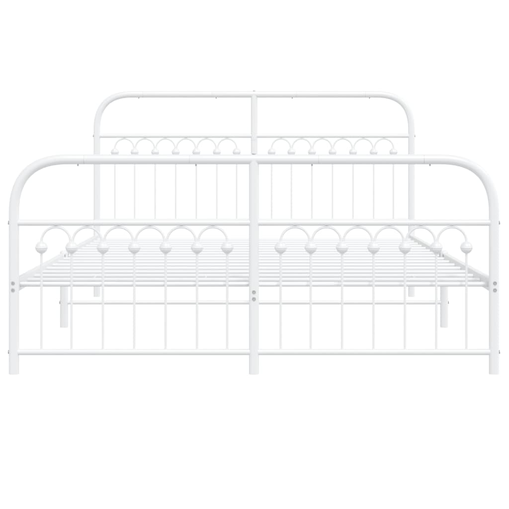 Metal Bed Frame with Headboard and Footboard White 160x200 cm