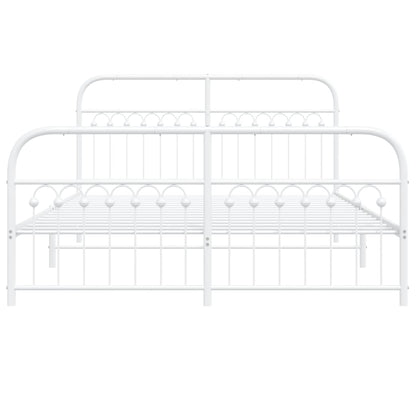 Metal Bed Frame with Headboard and Footboard White 160x200 cm