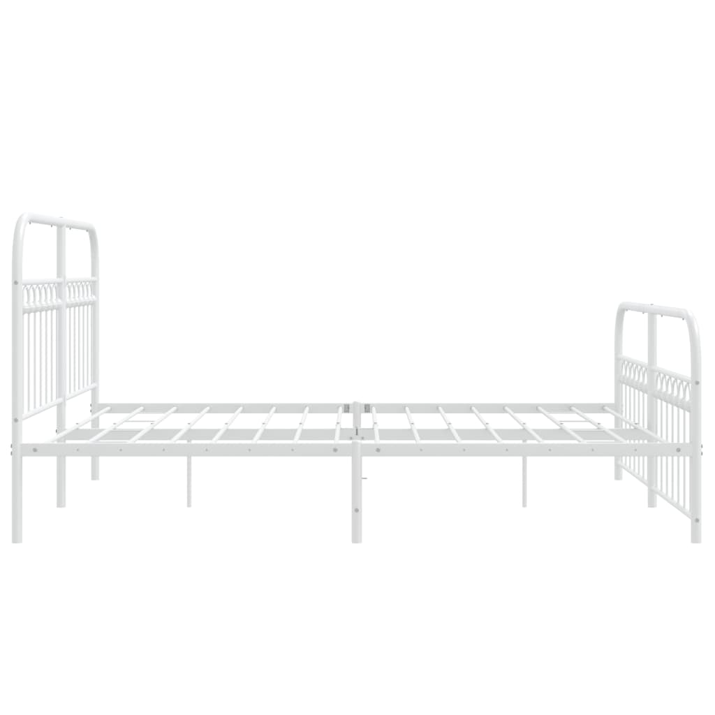 Metal Bed Frame with Headboard and Footboard White 160x200 cm