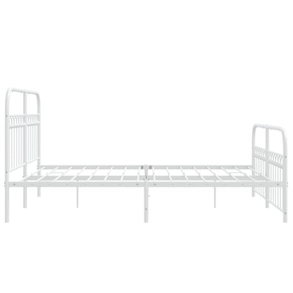 Metal Bed Frame with Headboard and Footboard White 160x200 cm