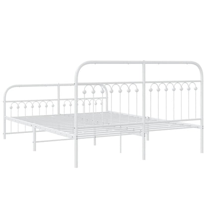 Metal Bed Frame with Headboard and Footboard White 160x200 cm