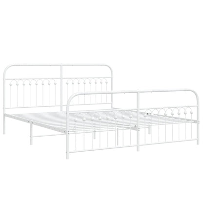 Metal Bed Frame with Headboard and Footboard White 183x203 cm