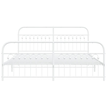 Metal Bed Frame with Headboard and Footboard White 183x203 cm