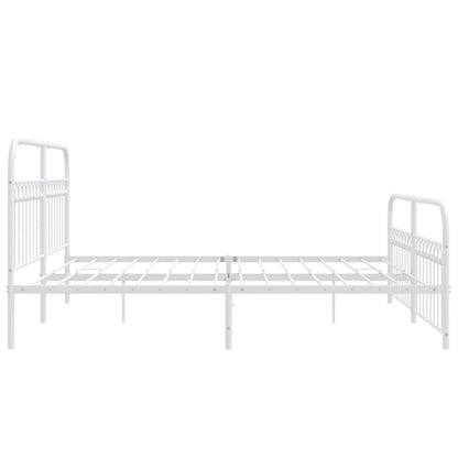 Metal Bed Frame with Headboard and Footboard White 183x203 cm