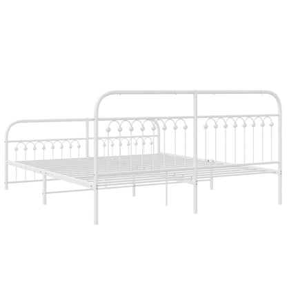 Metal Bed Frame with Headboard and Footboard White 183x203 cm