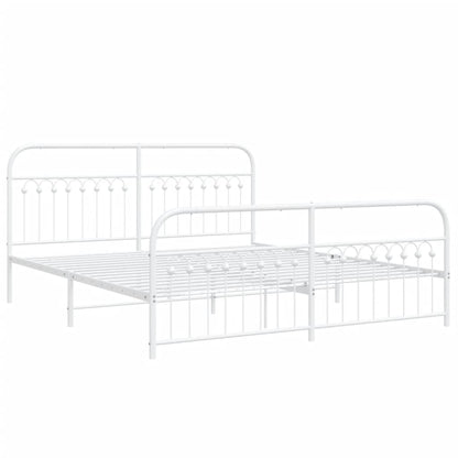 Metal Bed Frame with Headboard and Footboard White 183x213 cm