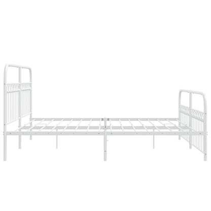 Metal Bed Frame with Headboard and Footboard White 183x213 cm