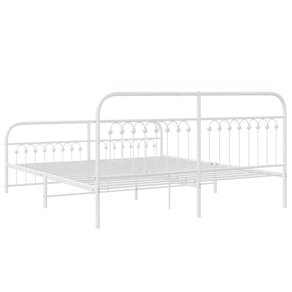 Metal Bed Frame with Headboard and Footboard White 183x213 cm