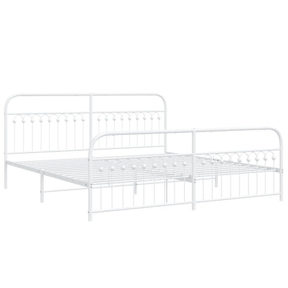 Metal Bed Frame with Headboard and Footboard White 193x203 cm