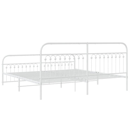 Metal Bed Frame with Headboard and Footboard White 193x203 cm