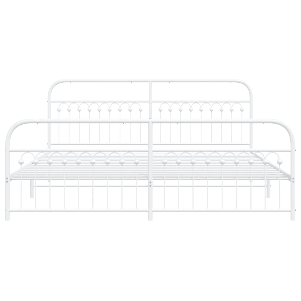 Metal Bed Frame with Headboard and Footboard White 200x200 cm