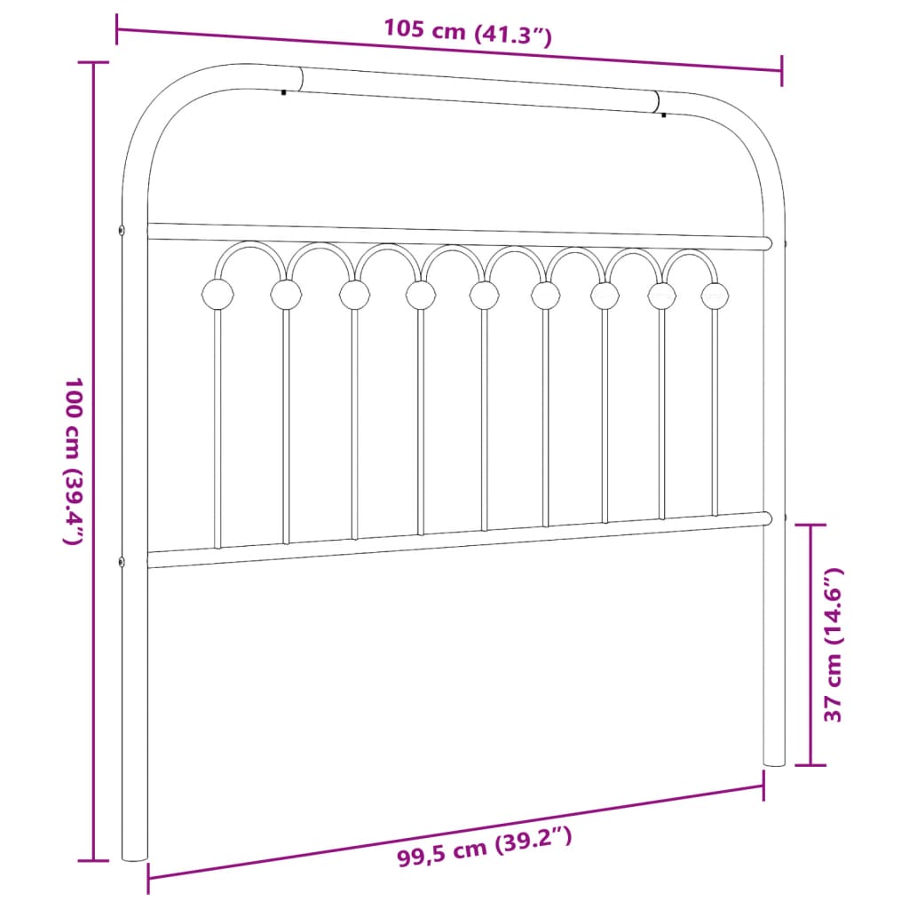 Metal Headboard White 100 cm