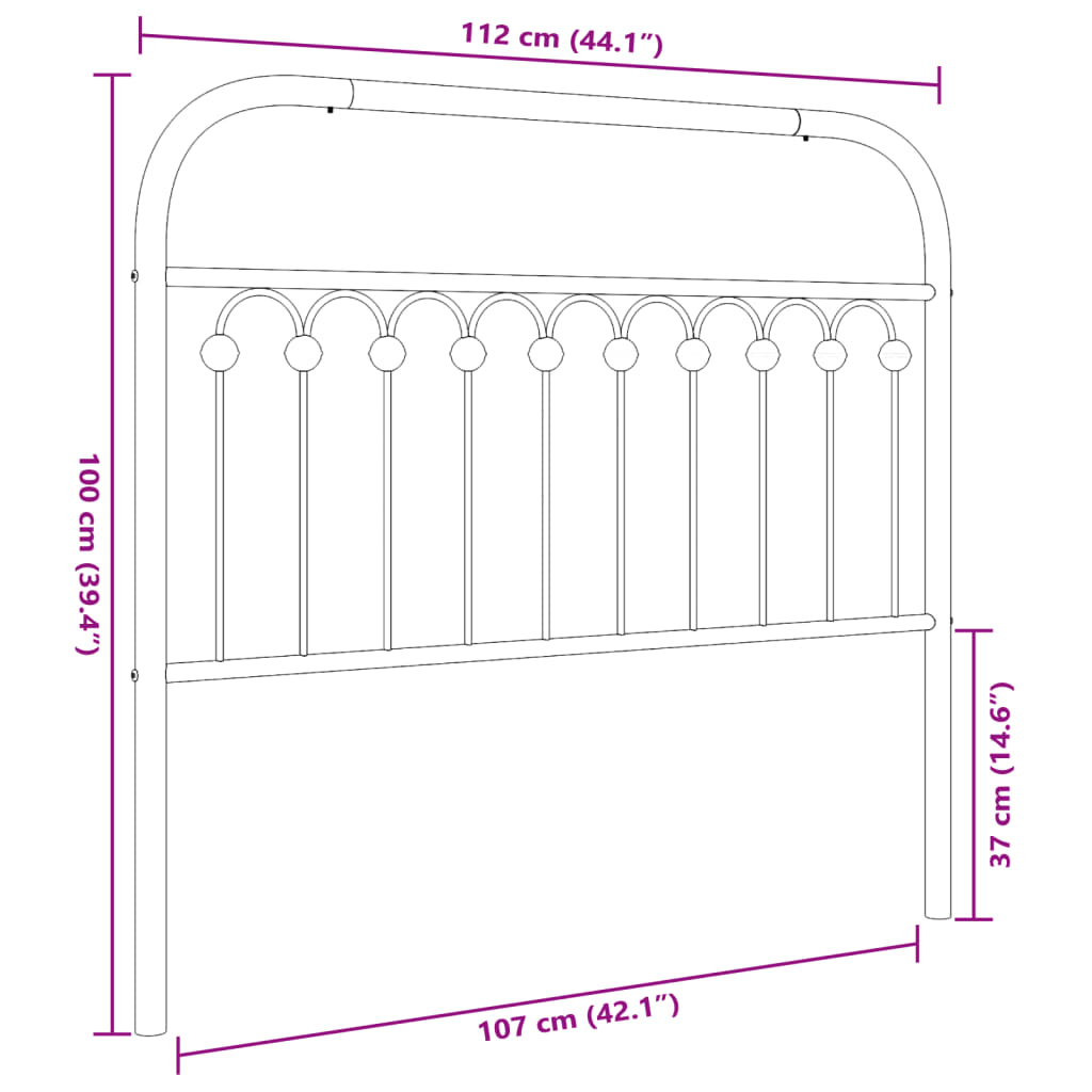 Metal Headboard White 107 cm