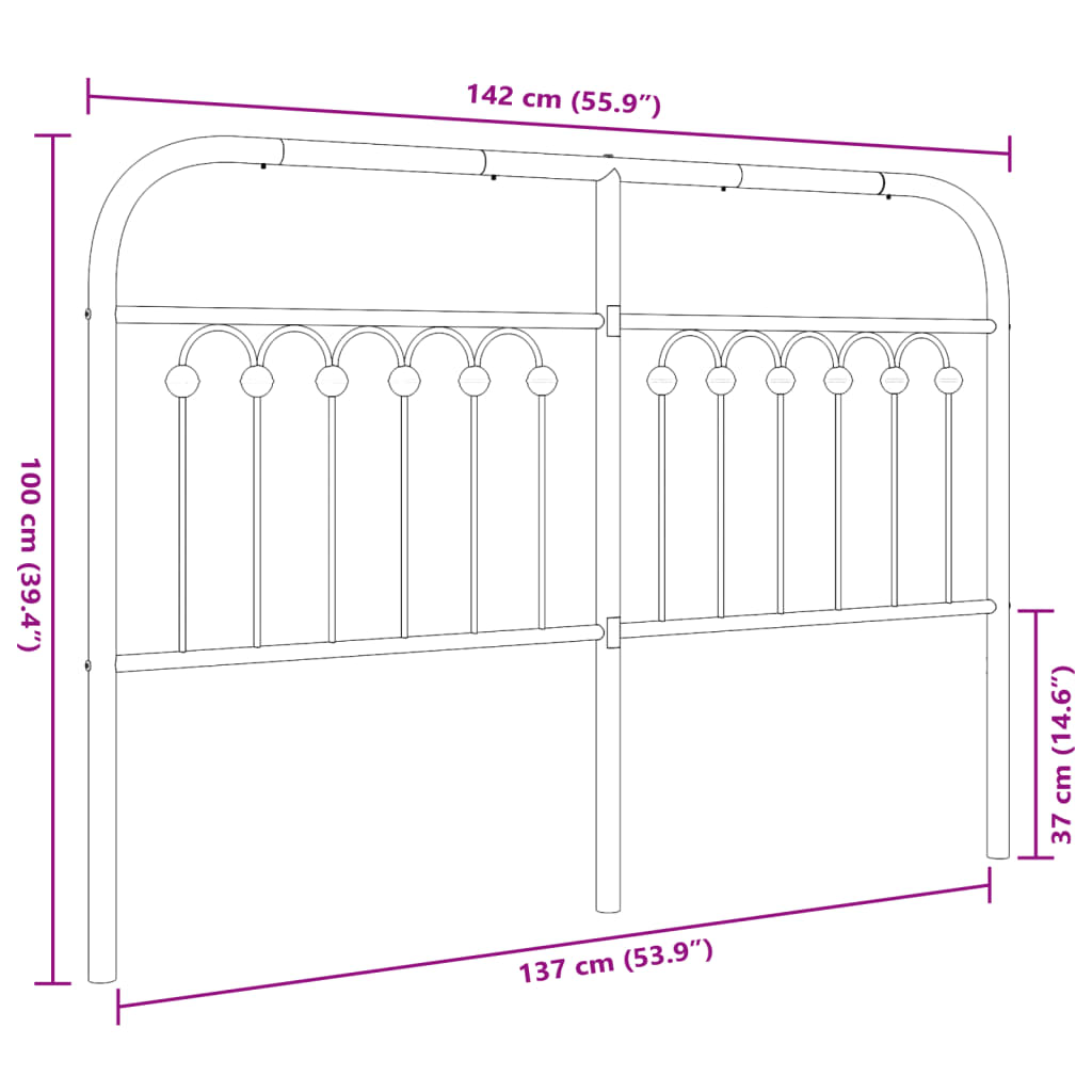 Metal Headboard White 135 cm