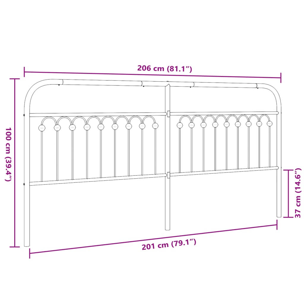 Metal Headboard White 200 cm