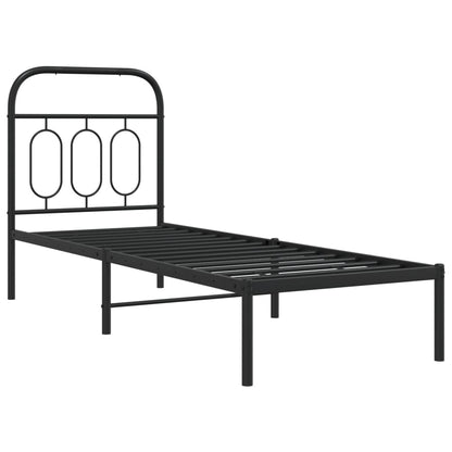 Metal Bed Frame with Headboard Black 75x190 cm Small Single