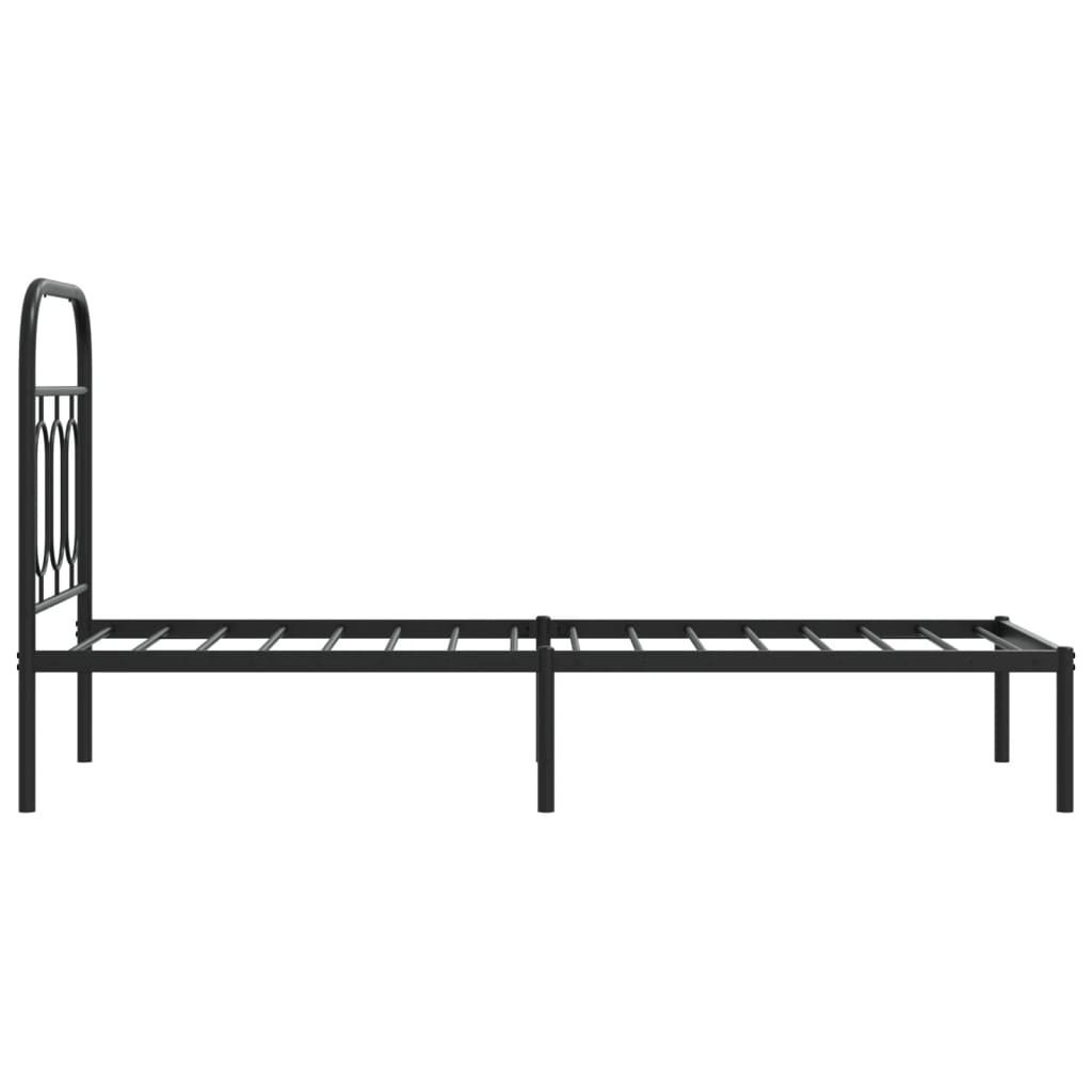 Metal Bed Frame with Headboard Black 75x190 cm Small Single