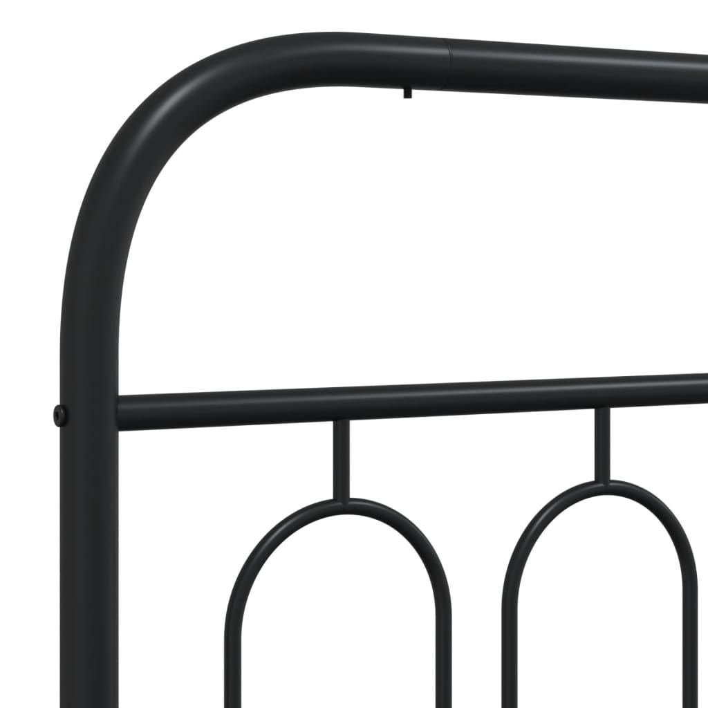 Metal Bed Frame with Headboard Black 75x190 cm Small Single