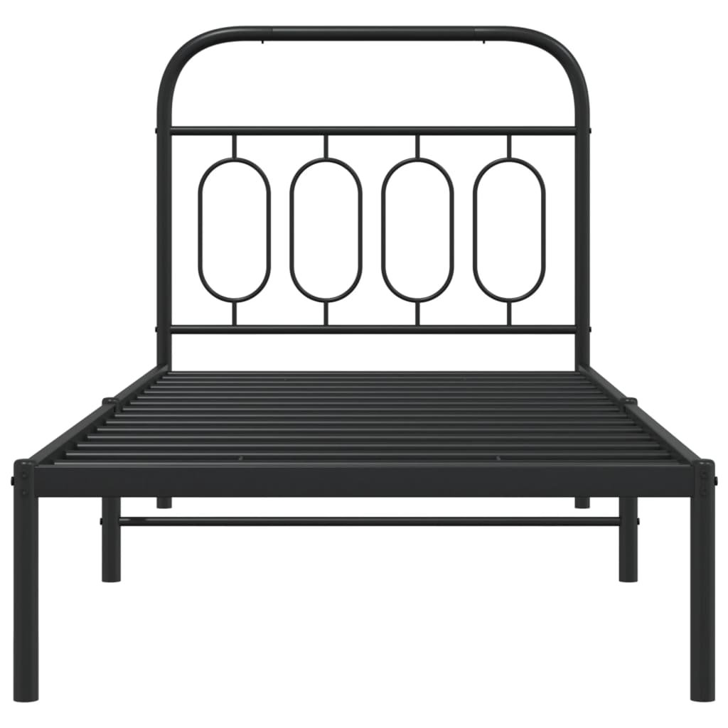 Metal Bed Frame with Headboard Black 80x200 cm